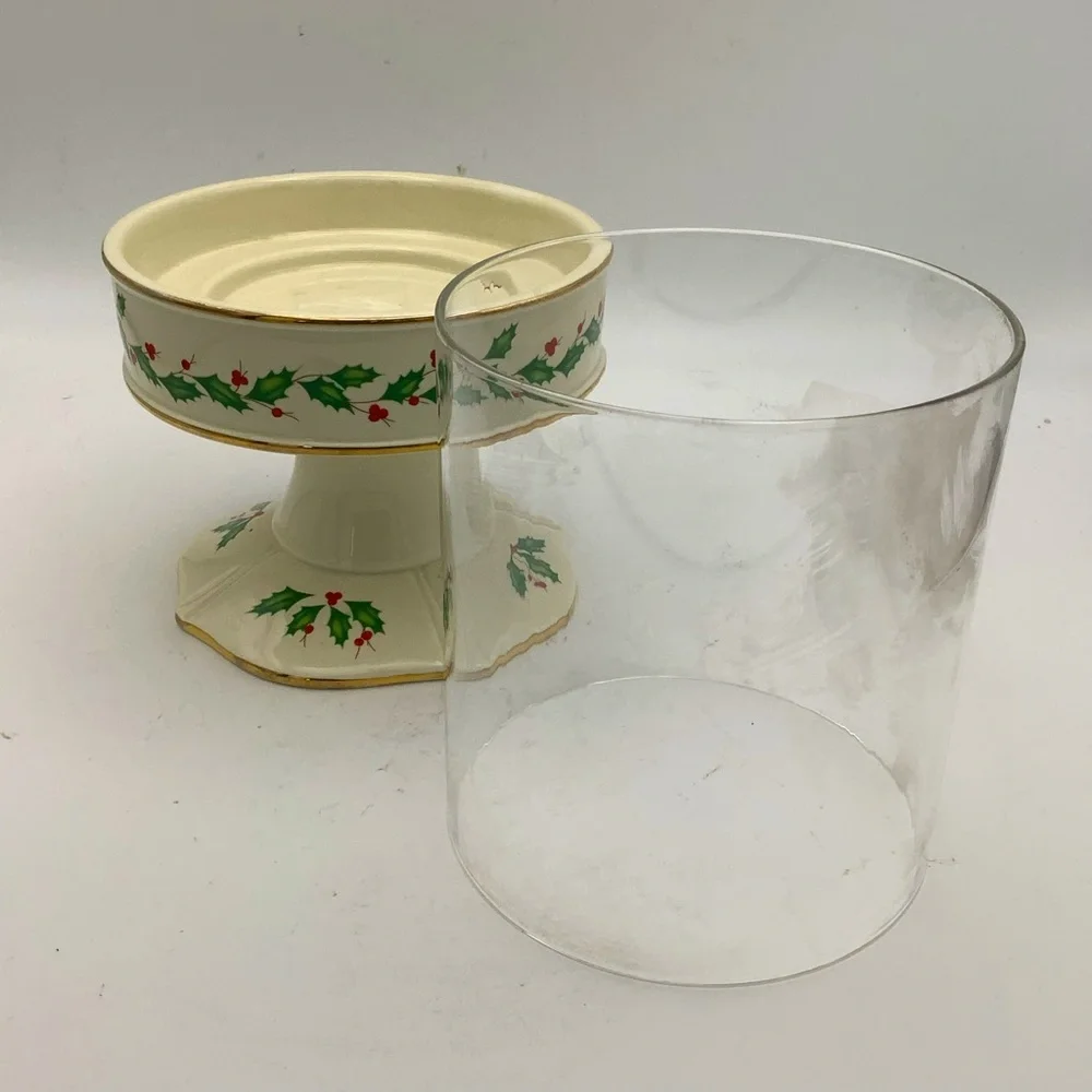 Lenox Holiday Pillar Candle Holder with Glass Shade